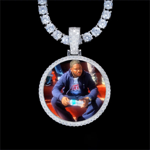 925S & VVS Moissanite 3D Circle Custom Picture Pendant