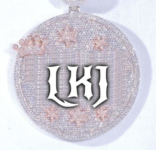 CUSTOM LETTER NECKLACE 3D BIG CROWN DISC