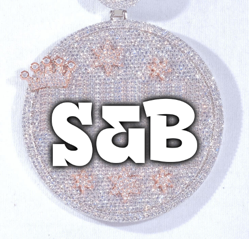 CUSTOM LETTER NECKLACE 3D BIG CROWN DISC