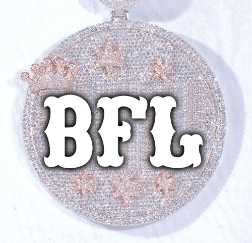 CUSTOM LETTER NECKLACE 3D BIG CROWN DISC