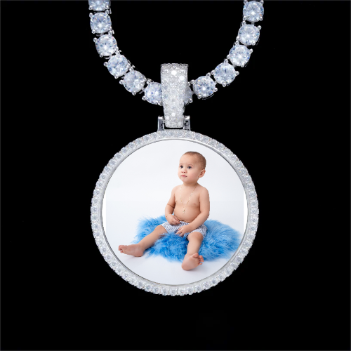 925S & VVS Moissanite 3D Circle Custom Picture Pendant