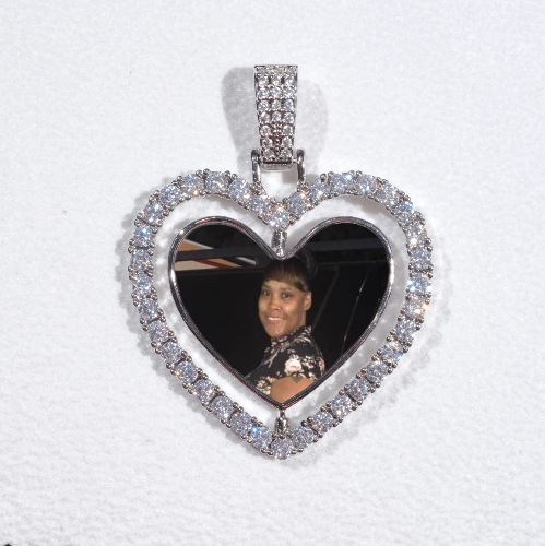 3D Spinning 2-Faced Heart Custom Picture Pendant