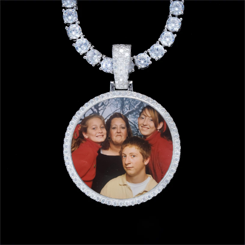 925S & VVS Moissanite 3D Circle Custom Picture Pendant