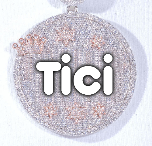 CUSTOM LETTER NECKLACE 3D BIG CROWN DISC