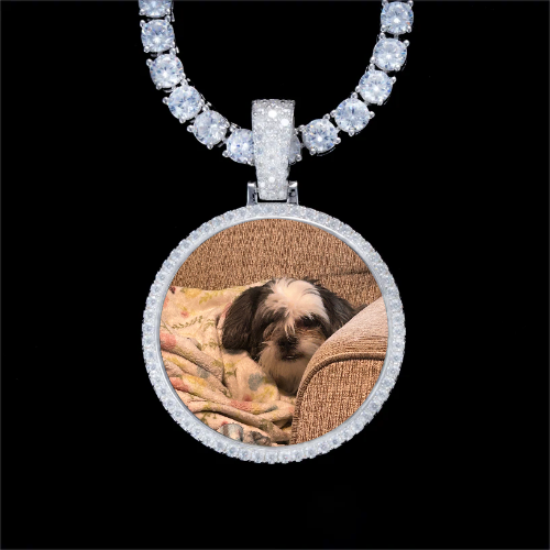 925S & VVS Moissanite 3D Circle Custom Picture Pendant