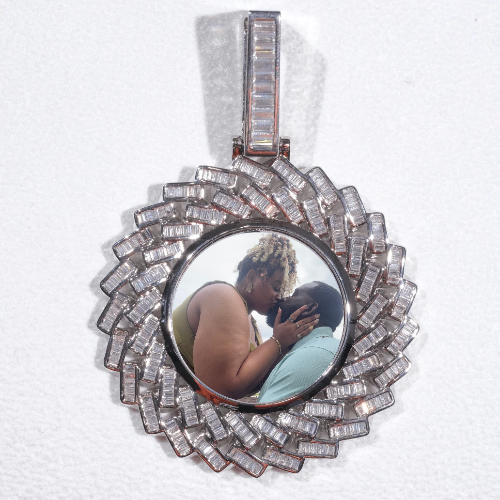 Large 3D Baguette Custom Picture Pendant