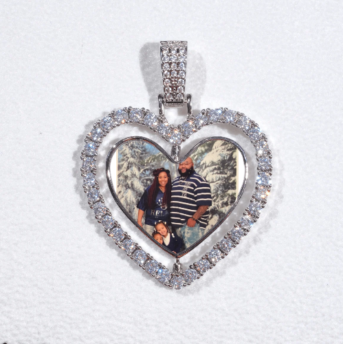3D Spinning 2-Faced Heart Custom Picture Pendant