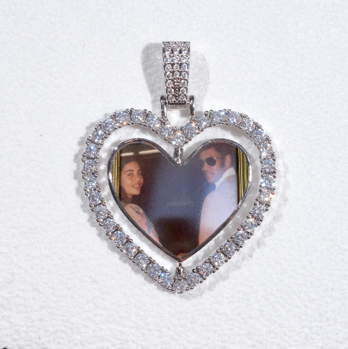 3D Spinning 2-Faced Heart Custom Picture Pendant