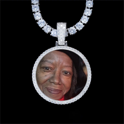 925S & VVS Moissanite 3D Circle Custom Picture Pendant