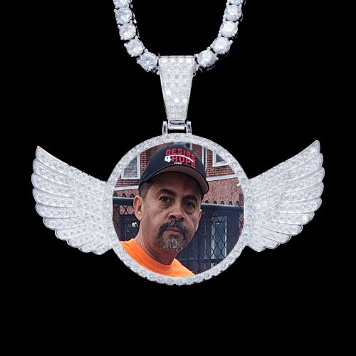 925S & VVS Moissanite 3D Wing Custom Picture Pendant