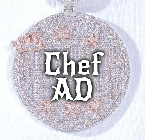 CUSTOM LETTER NECKLACE 3D BIG CROWN DISC