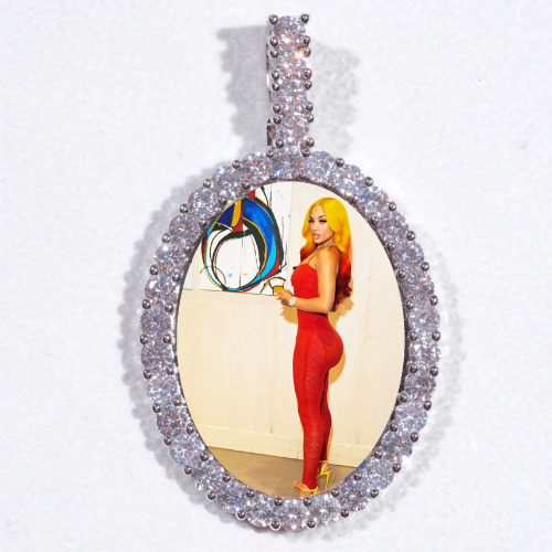 Large 3D Oval Custom Picture Pendant