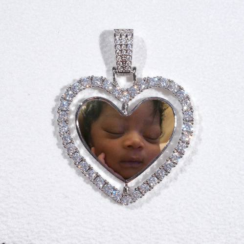 3D Spinning 2-Faced Heart Custom Picture Pendant
