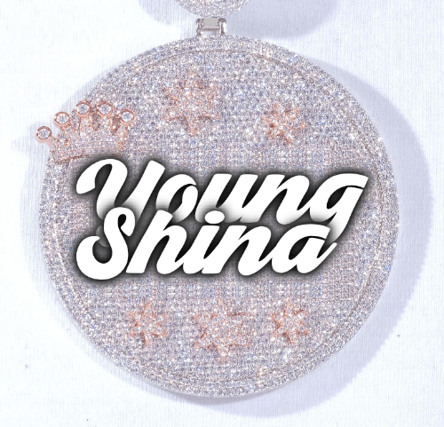 CUSTOM LETTER NECKLACE 3D BIG CROWN DISC