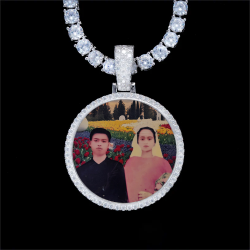 925S & VVS Moissanite 3D Circle Custom Picture Pendant