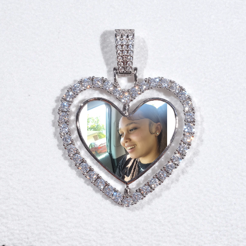 3D Spinning 2-Faced Heart Custom Picture Pendant