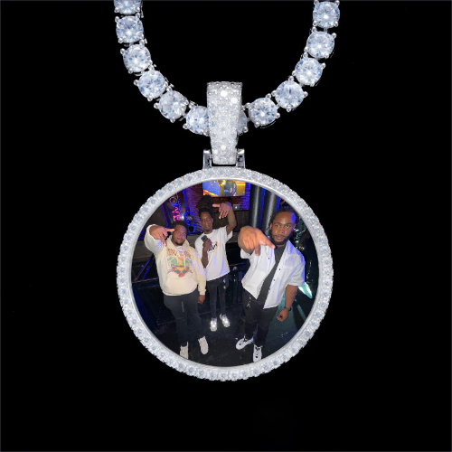 925S & VVS Moissanite 3D Circle Custom Picture Pendant