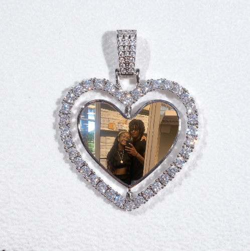 3D Spinning 2-Faced Heart Custom Picture Pendant