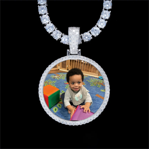 925S & VVS Moissanite 3D Circle Custom Picture Pendant