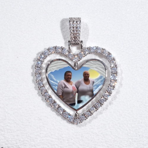3D Spinning 2-Faced Heart Custom Picture Pendant