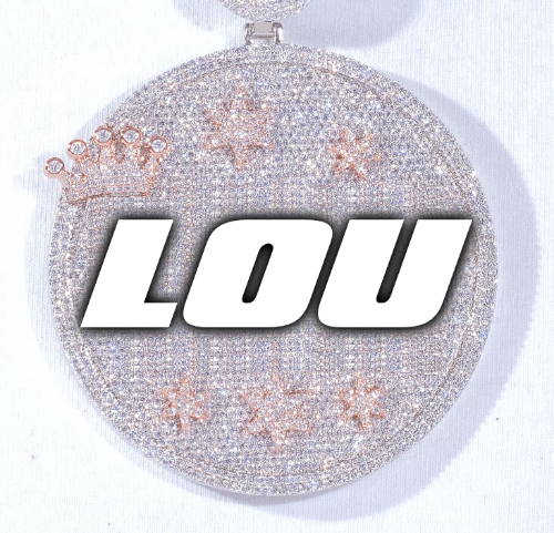 CUSTOM LETTER NECKLACE 3D BIG CROWN DISC