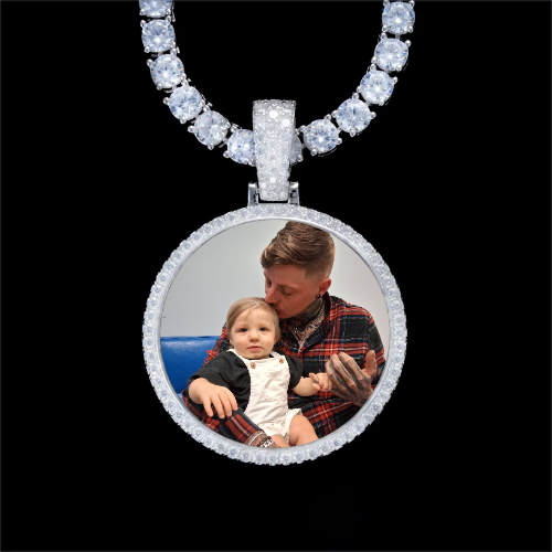 925S & VVS Moissanite 3D Circle Custom Picture Pendant