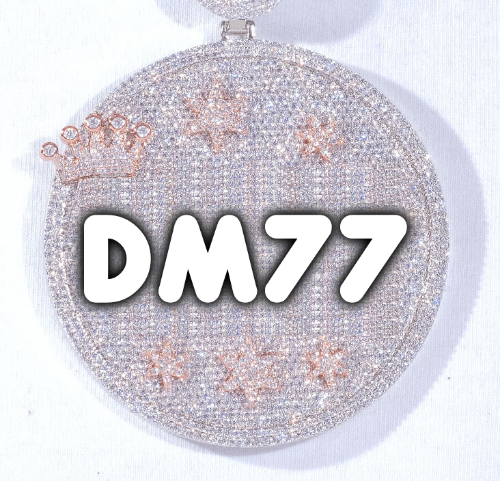 CUSTOM LETTER NECKLACE 3D BIG CROWN DISC