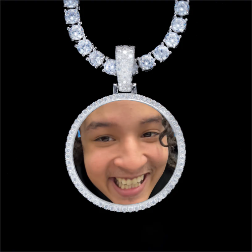925S & VVS Moissanite 3D Circle Custom Picture Pendant