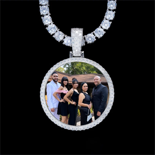 925S & VVS Moissanite 3D Circle Custom Picture Pendant