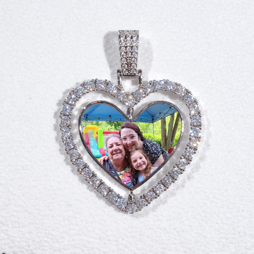 3D Spinning 2-Faced Heart Custom Picture Pendant