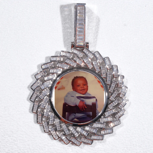 Large 3D Baguette Custom Picture Pendant