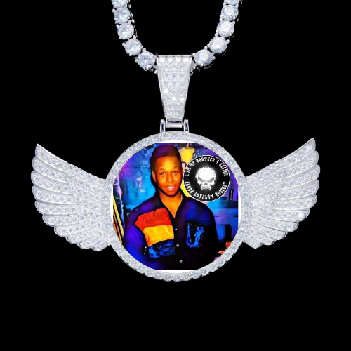 925S & VVS Moissanite 3D Wing Custom Picture Pendant