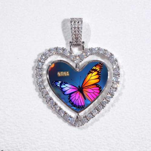 3D Spinning 2-Faced Heart Custom Picture Pendant