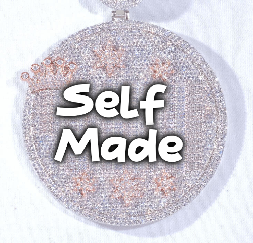 CUSTOM LETTER NECKLACE 3D BIG CROWN DISC