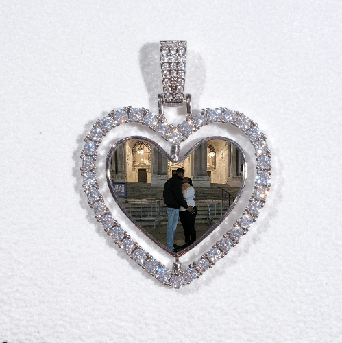 3D Spinning 2-Faced Heart Custom Picture Pendant