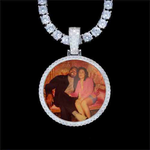 925S & VVS Moissanite 3D Circle Custom Picture Pendant