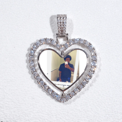 3D Spinning 2-Faced Heart Custom Picture Pendant