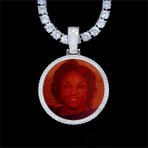925S & VVS Moissanite 3D Circle Custom Picture Pendant