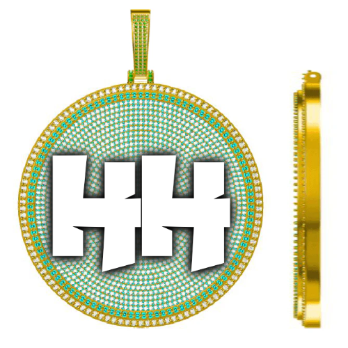 CUSTOM LETTER NECKLACE 3D BIG DISC