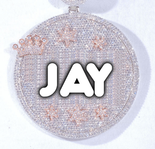 CUSTOM LETTER NECKLACE 3D BIG CROWN DISC