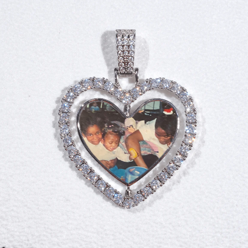 3D Spinning 2-Faced Heart Custom Picture Pendant
