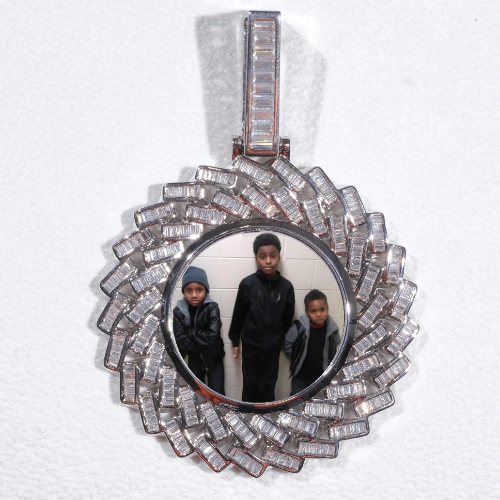 Large 3D Baguette Custom Picture Pendant