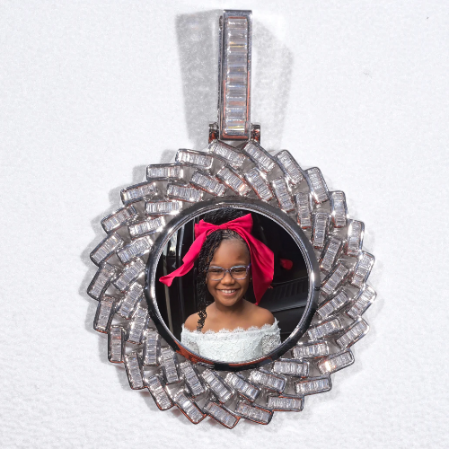 Large 3D Baguette Custom Picture Pendant