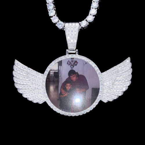 925S & VVS Moissanite 3D Wing Custom Picture Pendant