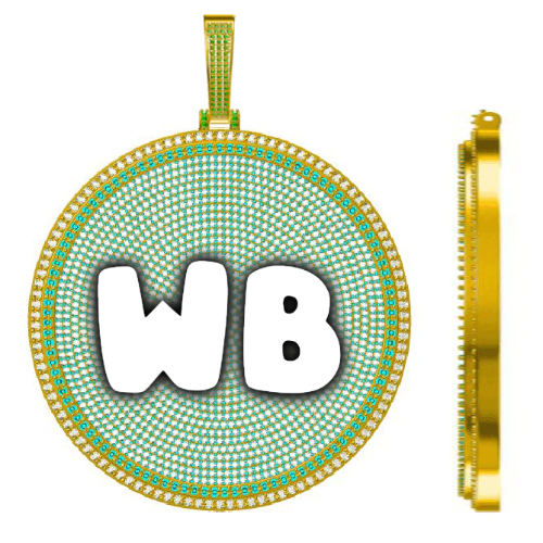 CUSTOM LETTER NECKLACE 3D BIG DISC
