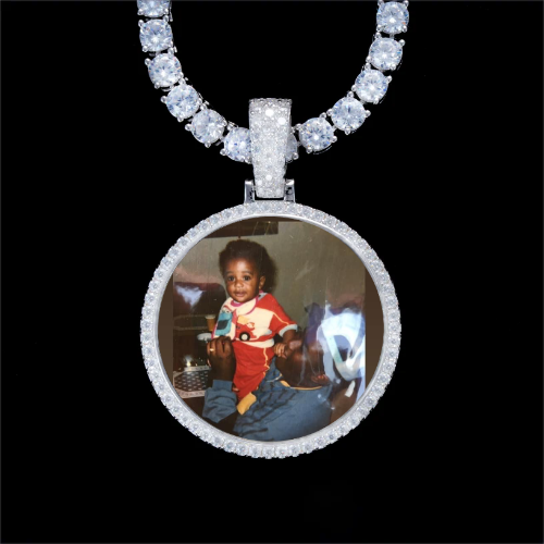 925S & VVS Moissanite 3D Circle Custom Picture Pendant