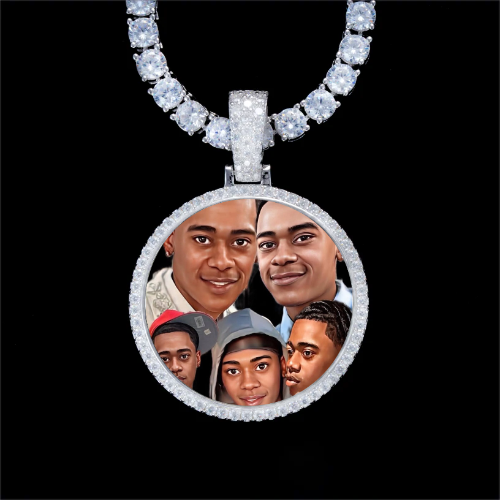 925S & VVS Moissanite 3D Circle Custom Picture Pendant
