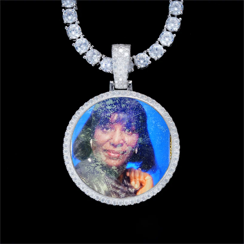 925S & VVS Moissanite 3D Circle Custom Picture Pendant
