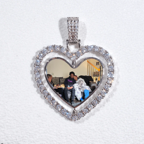 3D Spinning 2-Faced Heart Custom Picture Pendant