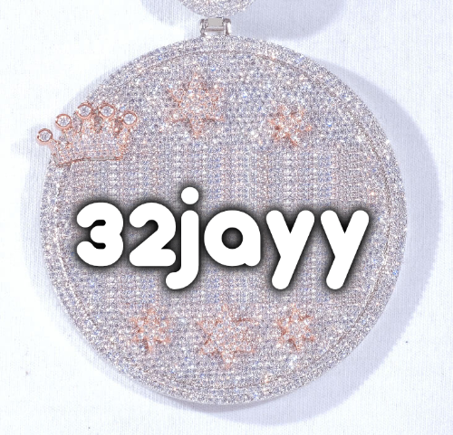 CUSTOM LETTER NECKLACE 3D BIG CROWN DISC